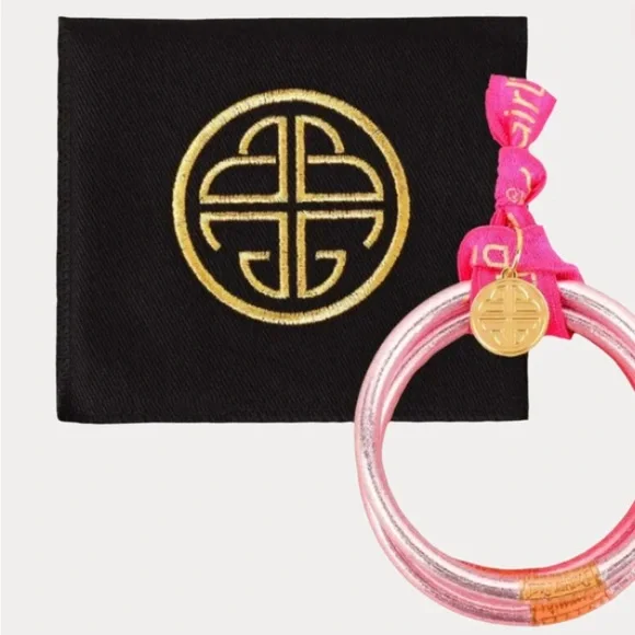 BuDhaGirl CAROUSEL PINK ALL WEATHER BANGLES® (SET 4) - SERENITY PRAYER Small NWT - Picture 3 of 3